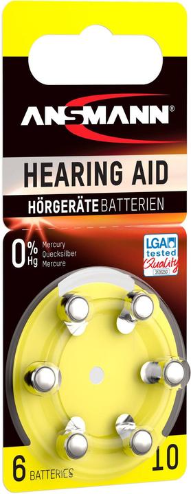 Actual product image Ansmann 1x6 Zinc-Air 10 (PR 70) hearing aid batteries (6 pcs., PR70, 90 mAh)