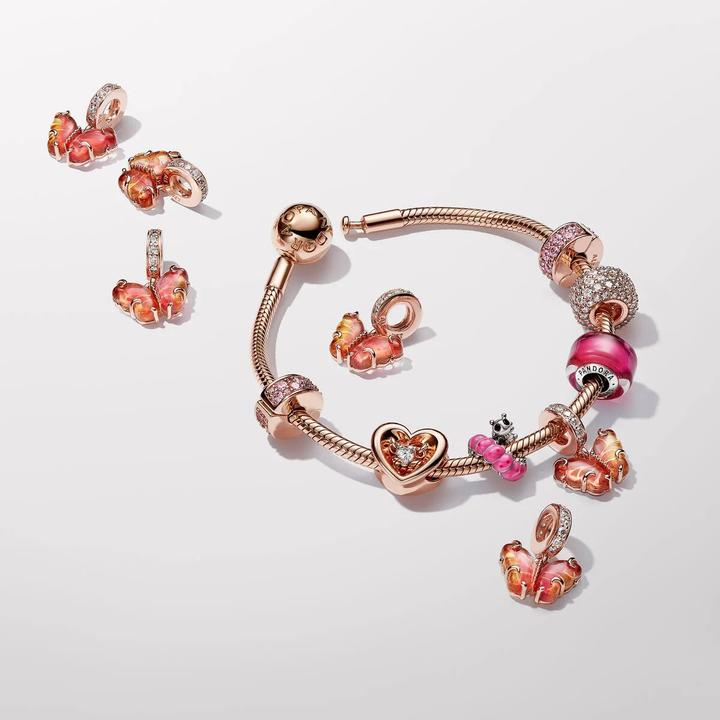 Image du produit Pandora Charm papillon en verre de Murano rose et jaune (Verre)