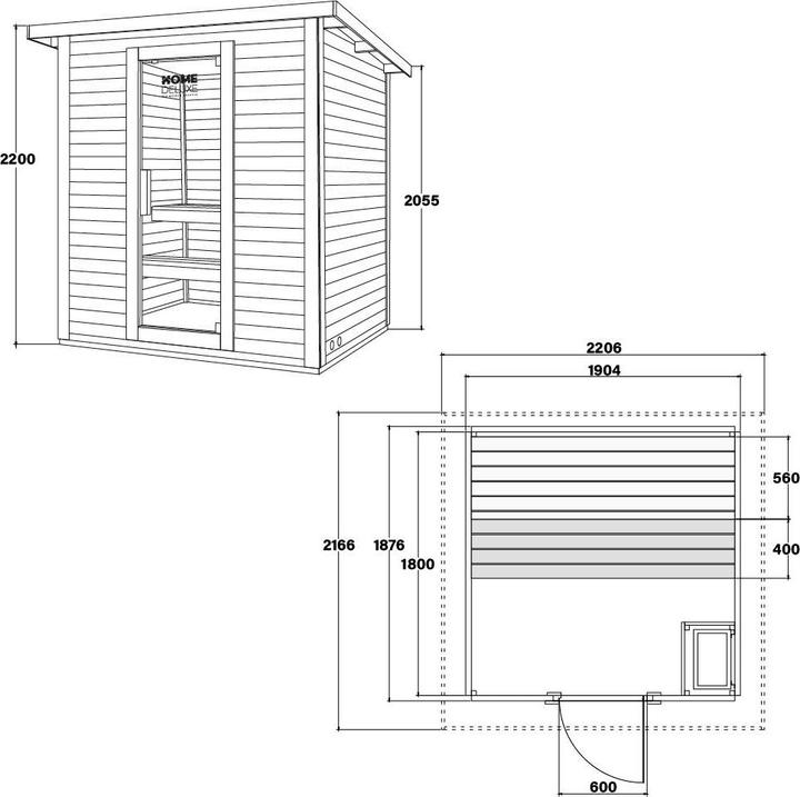 Produktbild Home Deluxe Saunahaus Outdoor MACAH L- 221 x 217 cm für 4 Personen - Sauna mit 6kW Ofen