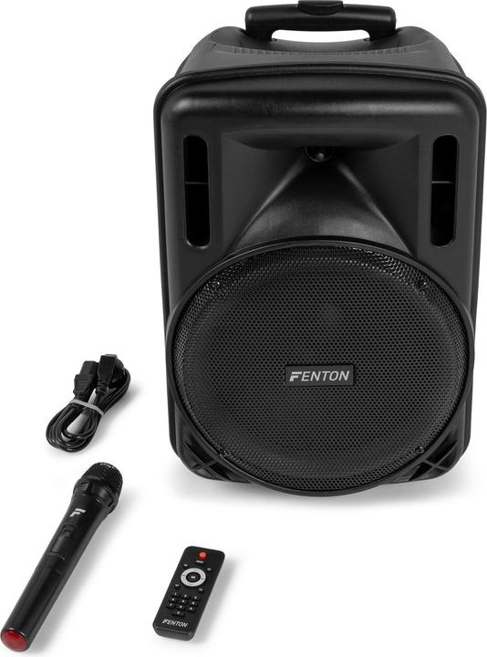 Actual product image Fenton Speaker Bluetooth - FT12LED MK2 karaoke box met LEDâ€™s, accu en microfoon - Voor (Active)