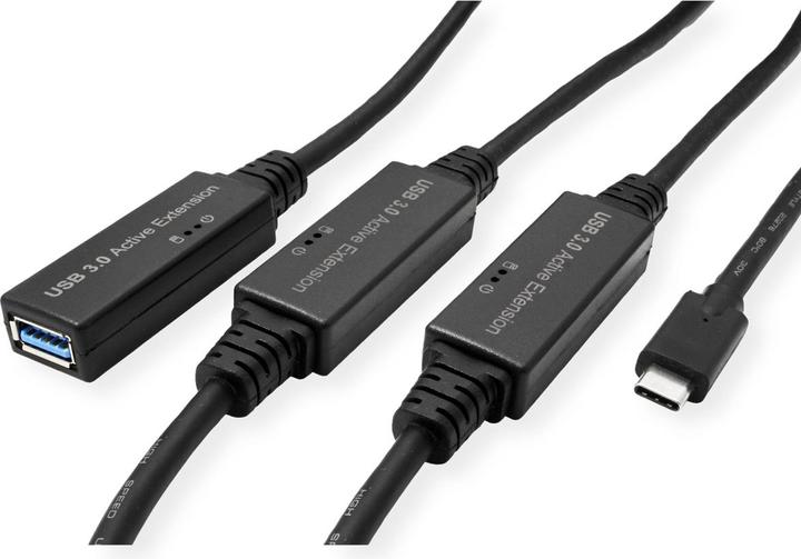 Produktbild Roline Ultralanges USB3.2 Gen1 Verlängerungskabel C-A ST/BU 20 m - Kabel - Digital/Date (20 m, USB 3.2 Gen 1)