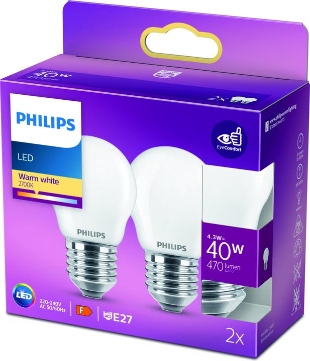 Actual product image Philips Led lamp (E27, 4.30 W, 470 lm, 2 x, F)