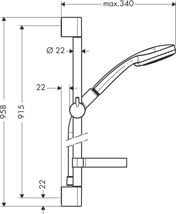 Immagine prodotto hansgrohe Set doccia Croma 100 Vario a risparmio idrico 9 l/min con asta doccia 90 cm e portasapone