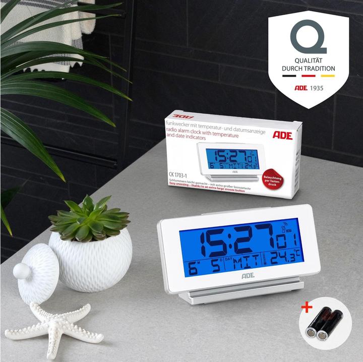 Image du produit ADE Réveil numérique Blanc, Fonctions : Fonction snooze