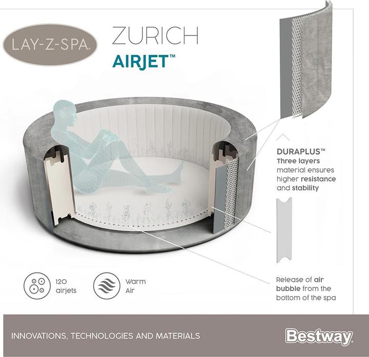 Image du produit Bestway Lay-Z-Spa Zürich 180x66cm Airjet (4 pers.)