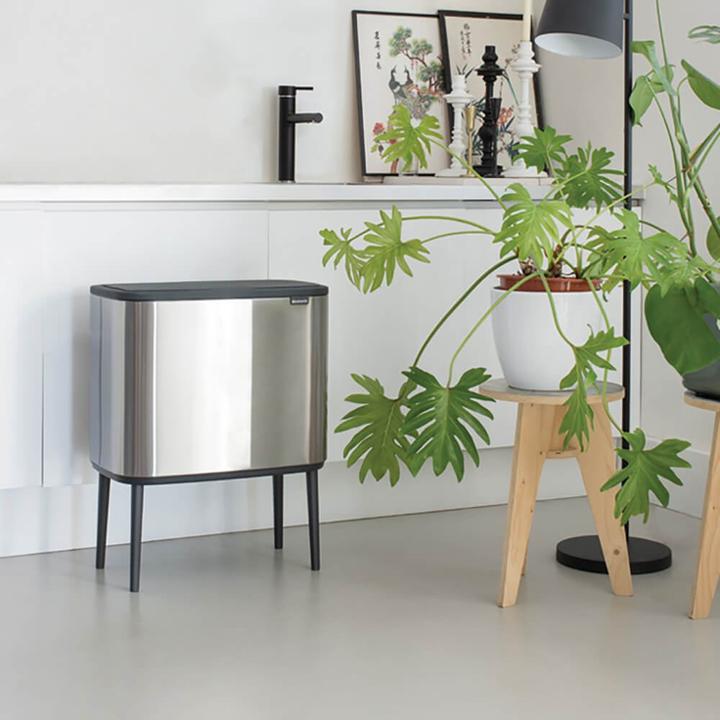 Actual product image Brabantia Waste bin for separation with button, silver (31 62 27) (34 l)