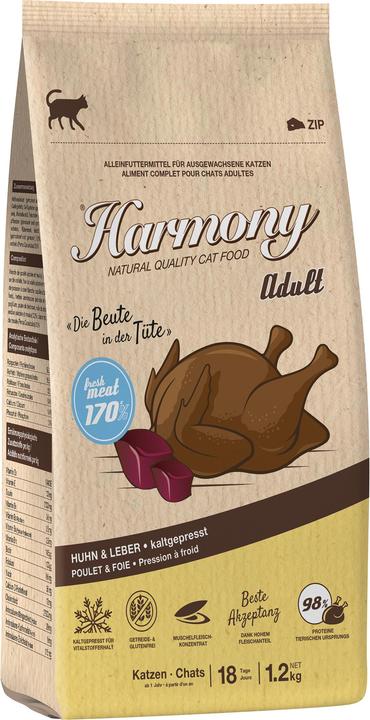 Image du produit Harmony Cat Natural Cold-Pressed Croquettes Adultes Volaille & Foie (Adulte, 1200 g)