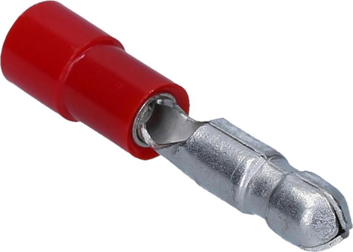 Produktbild Kalitec 100 Stück RSR4 Rundstecker Stift rot 0,5mm - 1,5mm² I teilisoliert I 4mm Durchmesser I 23mm