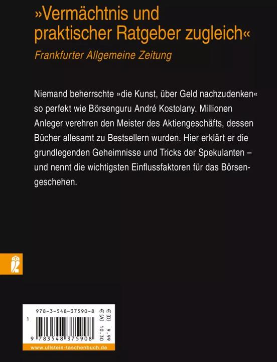 Actual product image Die Kunst, über Geld nachzudenken (German, André Kostolany, 2015)