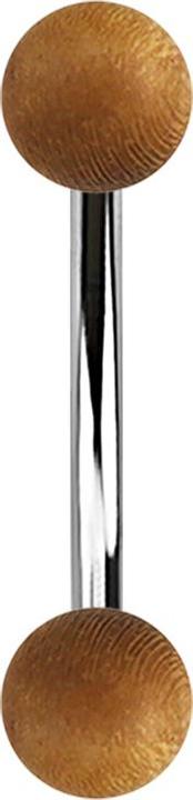Immagine prodotto Star Piercing Banana d'argento con due sfere di legno di teak (Organico, senza ottone, Acciaio chirurgico 316L)