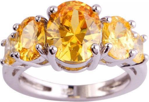 Produktbild Hermex versilberter Ring mit Citrine Edelstein - Gold Gr. 57 / Size 8 (57)