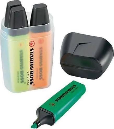 Produktbild STABILO BOSS ORIGINAL Textmarker (Orange, Gelb, Grün, Blau, 5 mm, 4 x)