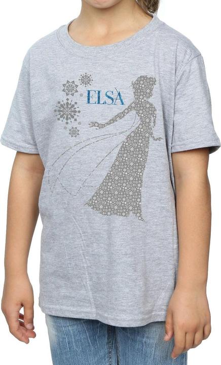 Actual product image Disney Girls Frozen Elsa Christmas Silhouette Cotton T-Shirt (152, 158)