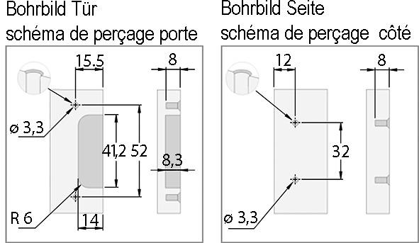 Actual product image Prämeta Single axis hinges thin door flat hinge, door overlay 3.5 mm, corner hinge, R