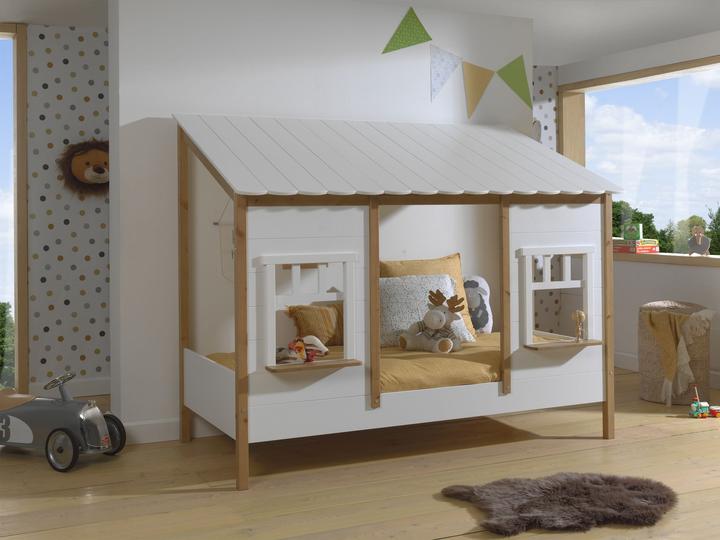 Produktbild Vipack Hausbett mit Dach Kiefer inkl. Ausziehkasten (90 x 200 cm)