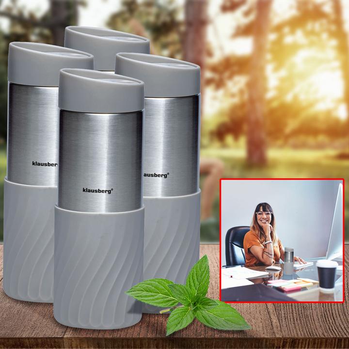 Produktbild Klausberg 4er-Set Doppelwandiger Thermobecher, 420ml, grau (0.42 l)