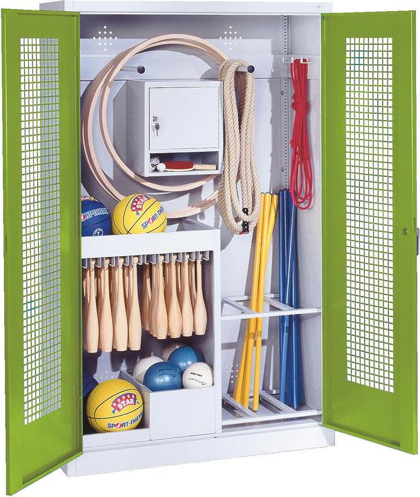 C+P Sportgeräteschrank (HxBxT: 195x120x50 cm, mit Lochblech-Flügeltüren, Typ 1)