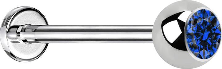 Produktbild Star Piercing Micro Labret silber mit Kugel und Kristall dunkelblau (Chirurgenstahl 316L, ohne Messing)