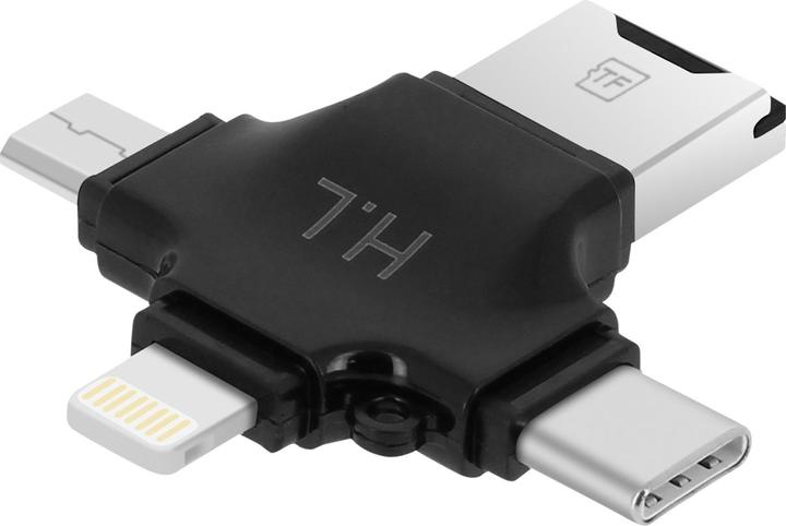 Avizar 4-in-1 Micro-SD card reader USB-C / Lightning / Micro-USB / USB - Black