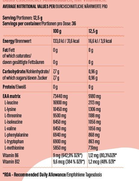 Valori nutrizionali e ingredienti Go Fitness EAA succosa (Mela verde, 1 pz., 450 g)