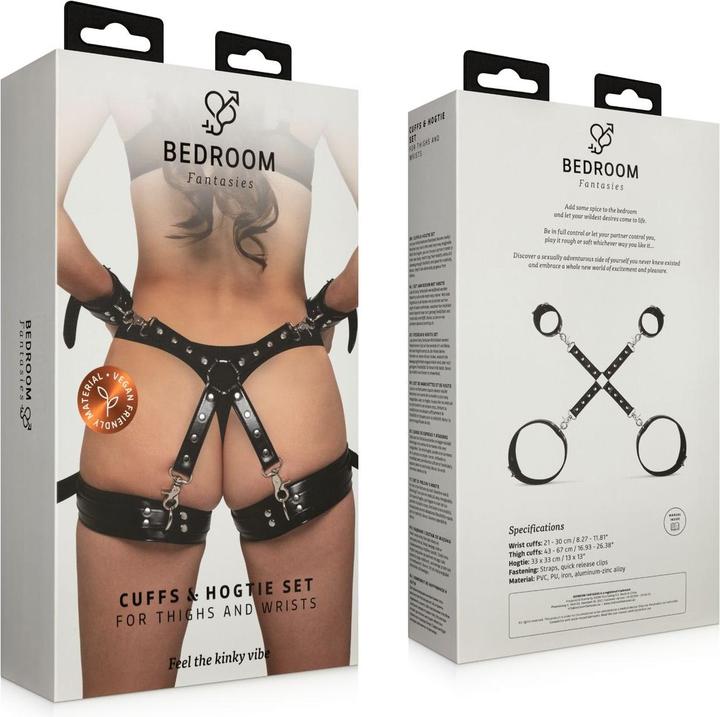 Actual product image Bedroom Fantasies Cuffs & Hogtie Set - Black