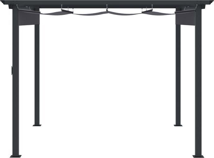 Produktbild Swisshandel24 Pergola 2,95x2,95 m Pavillon Terrassenüberdachung mit Schiebedach Aluminium Polyester Grau (295 cm, 295 cm)