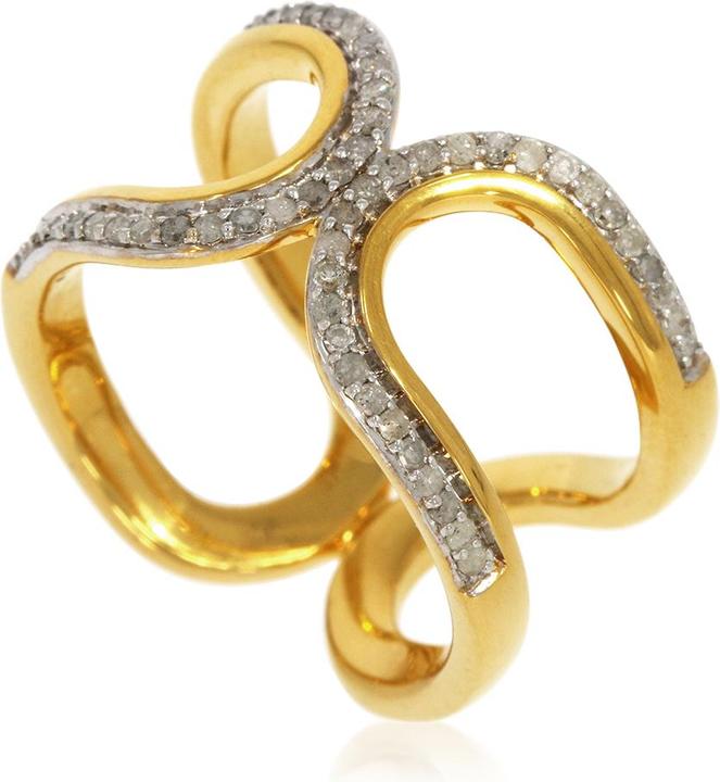 Image du produit Xen Bague avec 54 diamants blancs env. 0,26 ct. plaqué or jaune (52, Argent 925)
