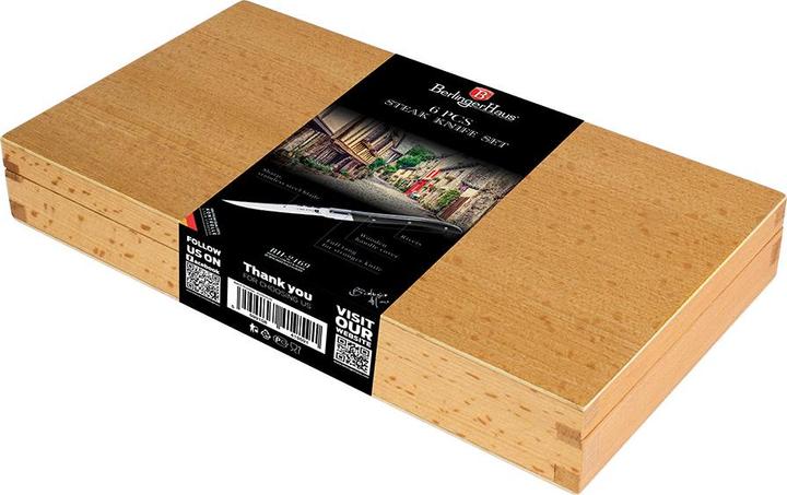 Productafbeelding BerlingerHaus 6-delig steakmes met zwart houten handvat (BH/2469) (6 Stuk, Mes)
