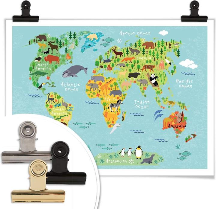 Produktbild Trenddeko Tierische Kinder Weltkarte (150 x 120 cm)