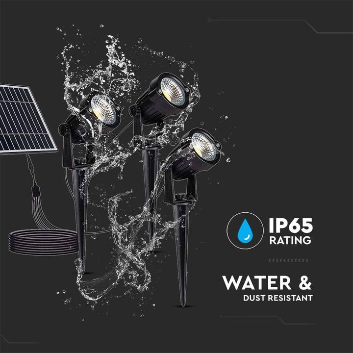 Produktbild V-TAC Solar LED-Gartenleuchten-Set VT-11031, 3x 1,2 W, 3000 K, IP65 (50 lm, IP65)