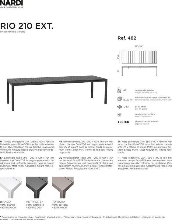 Image du produit Nardi Rio Ext. (210 cm)