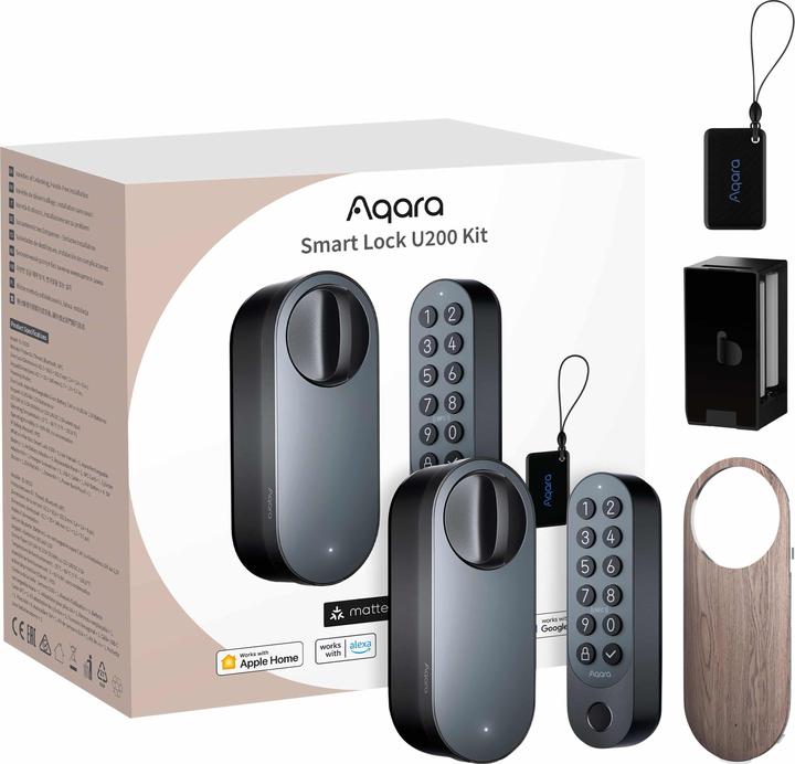 Actual product image Aqara Smart Lock U200 Black, EL-D02E (Fingerprint, Electronic numerical code, Key, Smartphone, Key card, Bluetooth)