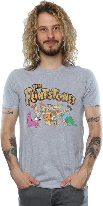 Actual product image The Flintstones Mens Group Distressed T-Shirt (L)