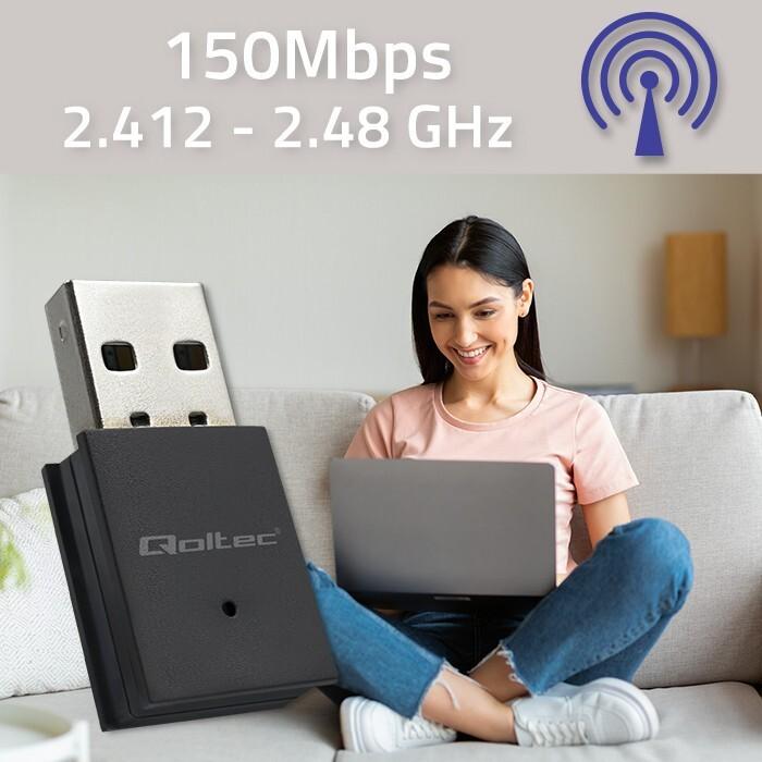 Actual product image Qoltec 57007 Wireless Mini Bluetooth USB WiFi Adapter (Transmitter & Receiver)