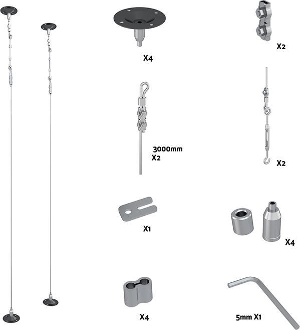 Image du produit Multibrackets Wire Kit Kit de support de câble, 3000mm, acier (Canals et tubes pour câbles)