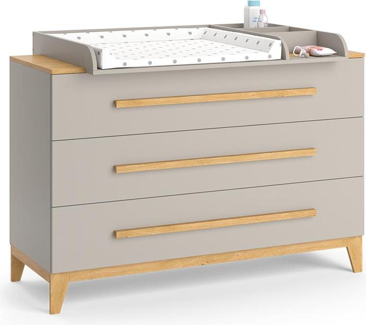 Produktbild VitaliSpa Wickelkommode Malia, Cashmere-Eiche, 133 x 98 cm XL mit 3 Schubladen