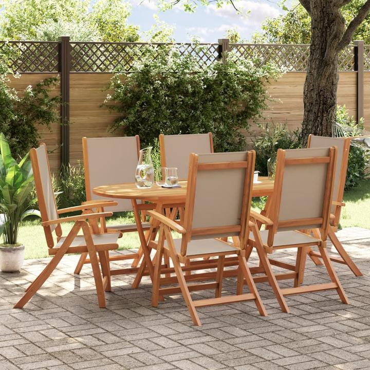 Produktbild VidaXL Gartenmöbel Essgruppe Gartengarnitur 7-tlg. Massivholz Akazie Textilene (160 cm)