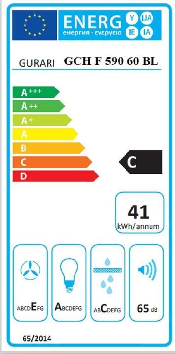 Energy Label Gurari GCH F 590 60 BL (Substructure hood)
