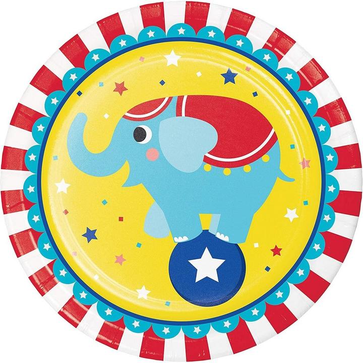 Image du produit Creative Party Assiettes de fête en papier en forme d'animaux de cirque (paquet de 8) (8 x)