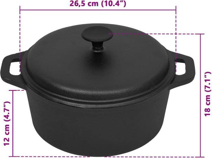 Produktbild VidaXL Leilani (26.50 cm, Bräter + Schmortopf, Gusseisen)