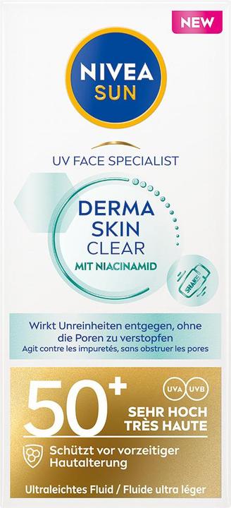 Immagine prodotto NIVEA UV Face Derma Skin Clear SPF 50+ (Crema solare viso, SPF 50, 40 ml, 62 g)