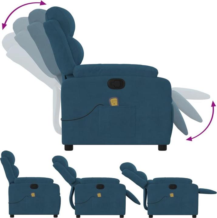 Actual product image VidaXL Massage armchair TV armchair Relax armchair Recliner armchair Blue velvet