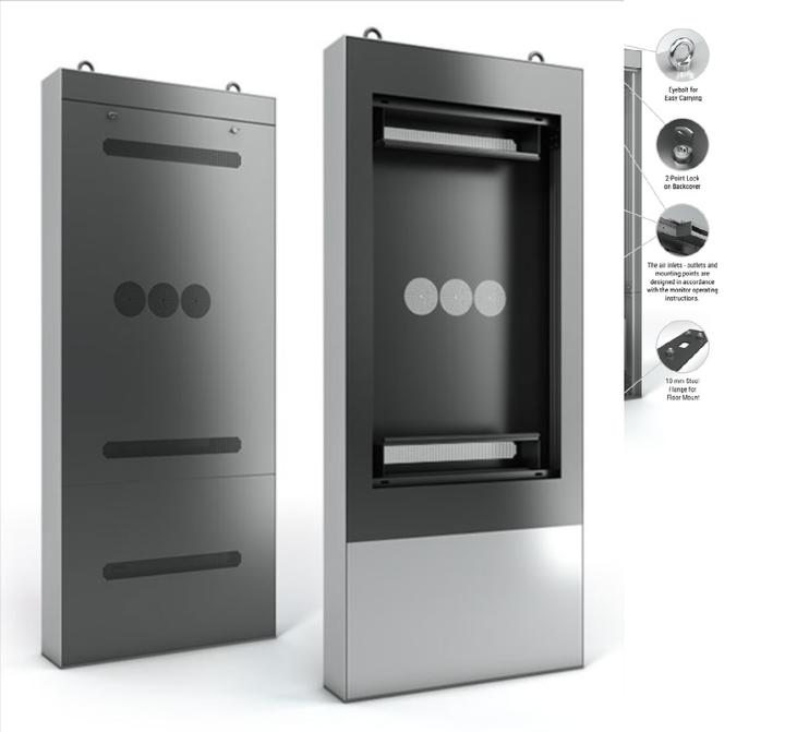 Actual product image DSS Outdoor stele portrait, 75" screen, aluminium