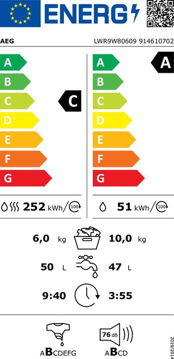 Energie-Label Electrolux AEG LWR9W80609 Waschtrockner