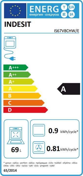 Energie-Label Indesit IS67V8CHW/E