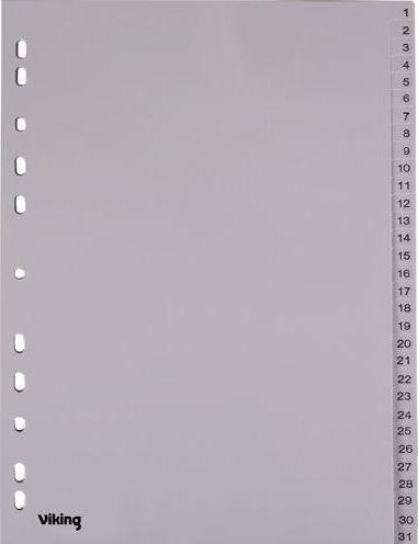 Produktbild Office Depot Register Numerisch 1 bis 31 DIN A4 Grau 31-teilig Polypropylen