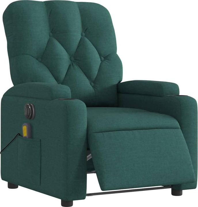 Immagine prodotto VidaXL Poltrona massaggiante Poltrona TV reclinabile elettrica in tessuto verde scuro