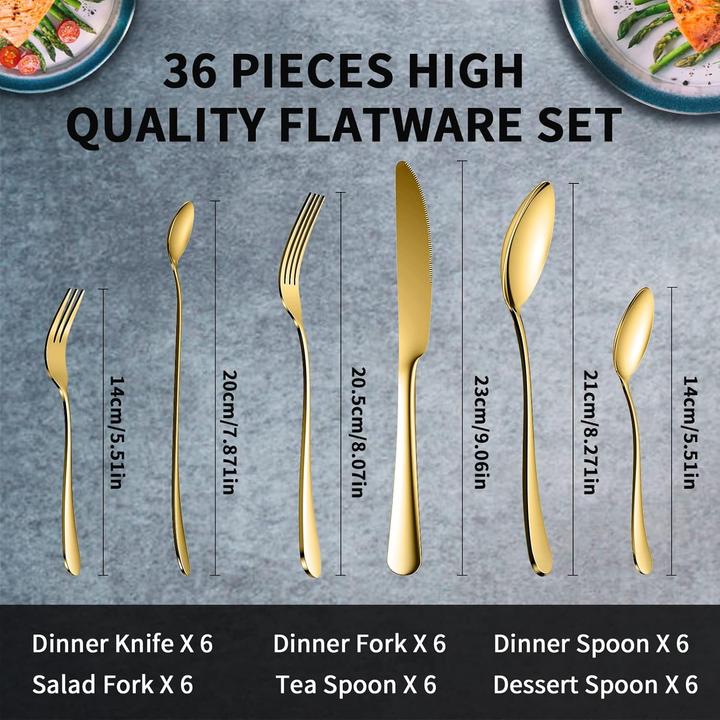 Immagine prodotto Riwnni Set di posate (36 Pezzo/i, Set di posate)