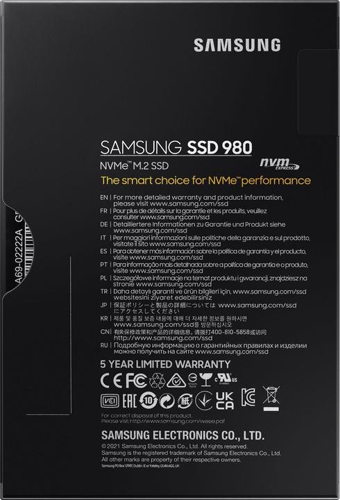 Produktbild Samsung 980 (500 GB, M.2 2280)