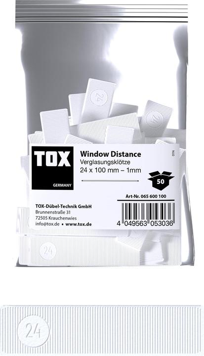 Produktbild Tox Verglasungsklötze 24x100 mm Window Distance 1 mm (50 Stk.) (50 Stk.)